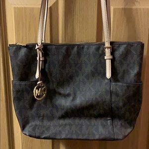 Leather MK logo tote